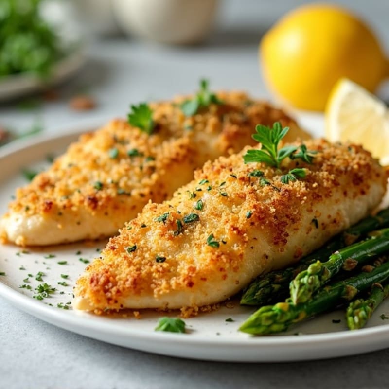Crispy Lemon-Herb Chicken with Roasted Asparagus