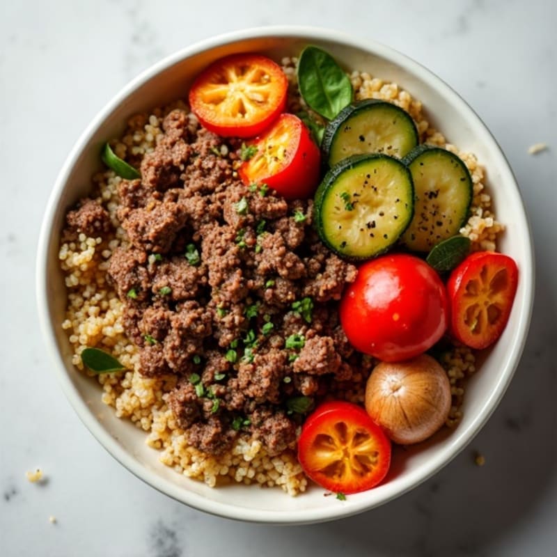 Savory Lean Ground Beef and Roasted Vegetable Bowl