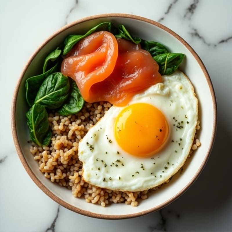 Egg and Spinach Brown Rice Bowl
