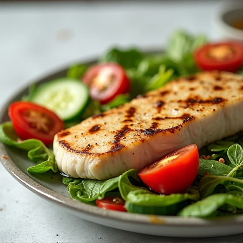 Seared Tuna and Mixed Greens Salad with Lemon Vinaigrette