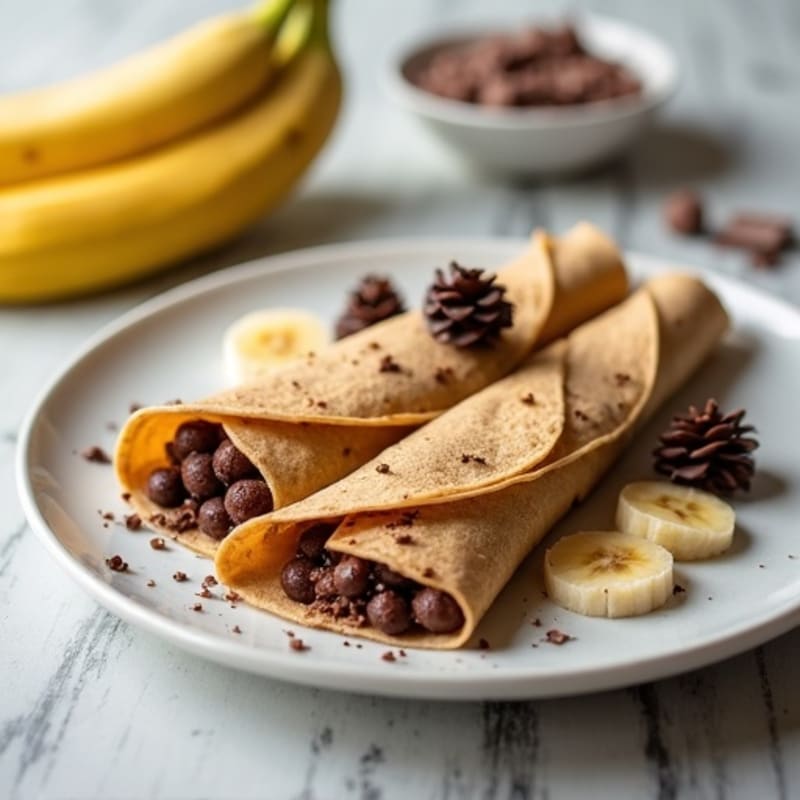 Soft Whole Wheat Crepes with Creamy Banana Dark Chocolate Filling