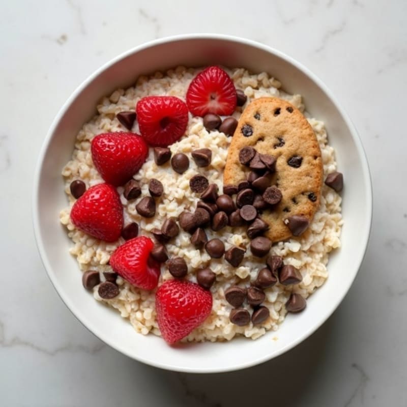 Creamy Chocolate Chip Cookie Dough Protein Oatmeal Bowl
