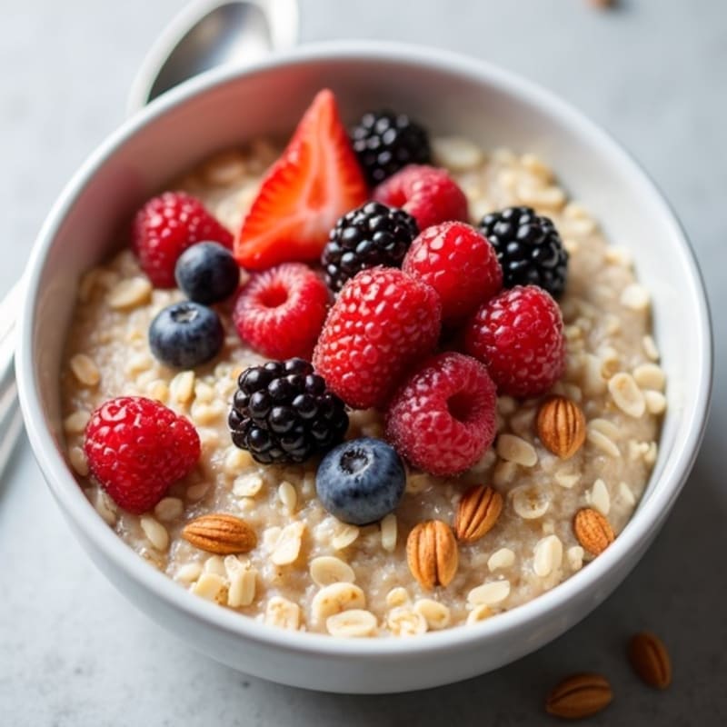 High-Protein Oatmeal with Fresh Berries and Toasted Nuts