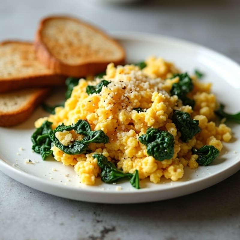 Chicken Egg White Scramble with Spinach and Mushrooms