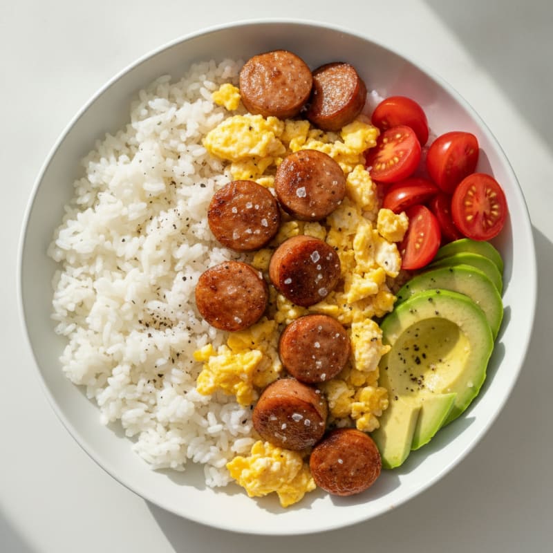 Salchicha and Egg Breakfast Rice Bowl