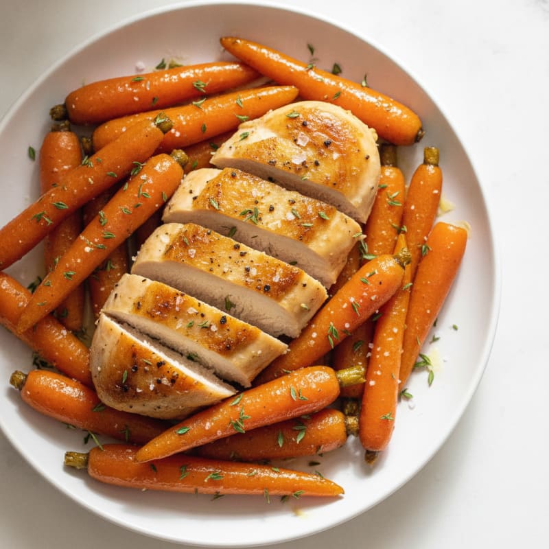 Maple-Glazed Roasted Carrots with Herbed Chicken