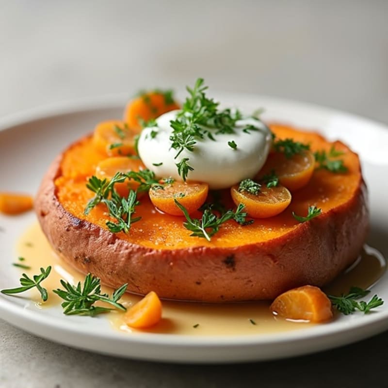 Creamy Roasted Sweet Potato with Savory Herb Butter