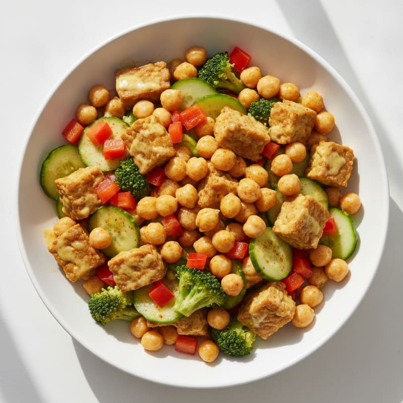 Chickpea Tempeh Power Bowl with Crunchy Veggies