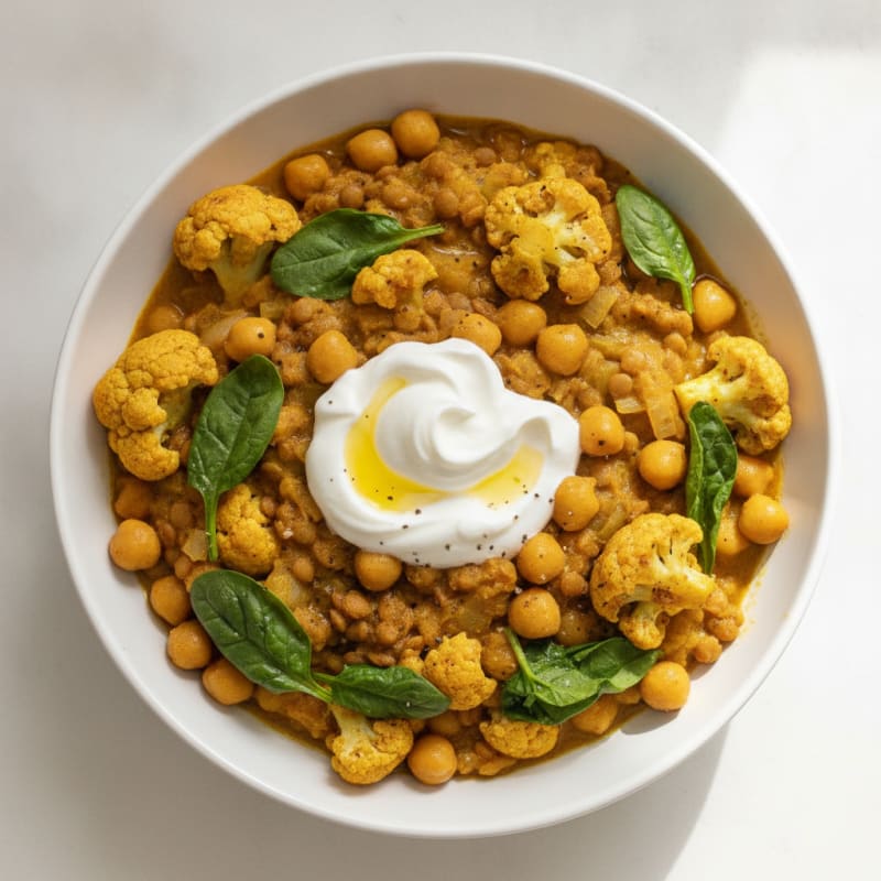High-Protein Lentil and Chickpea Vegetable Curry