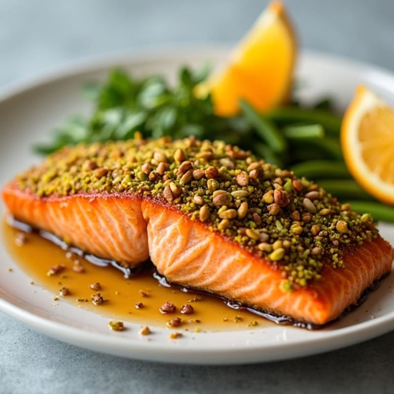 Crispy Pistachio-Crusted Salmon with Citrus-Ginger Glaze