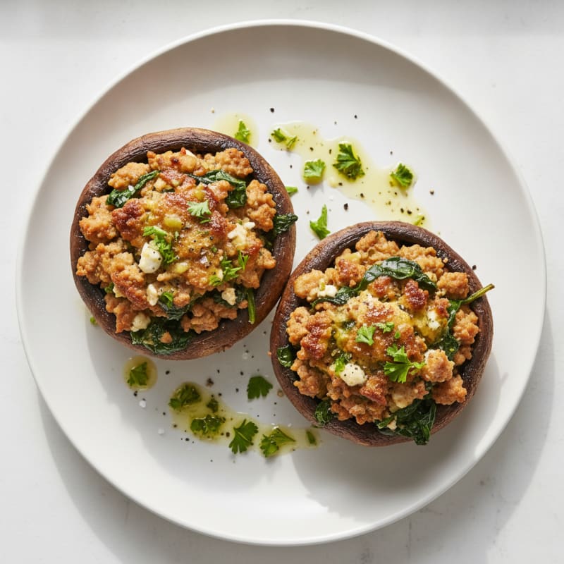 Herb & Cheese Stuffed Portobello Mushrooms