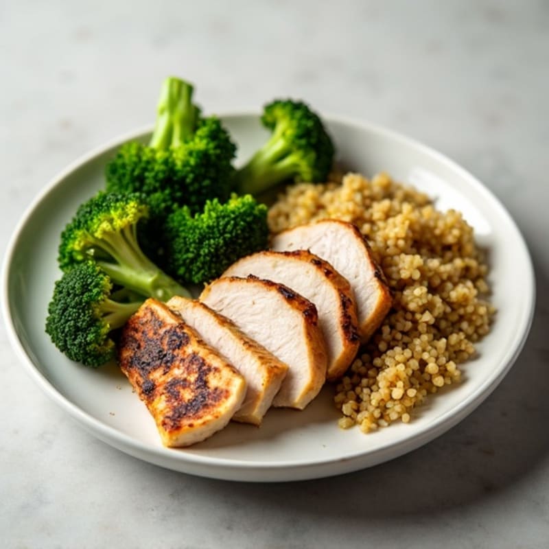Seared Turkey Breast with Steamed Broccoli and Quinoa