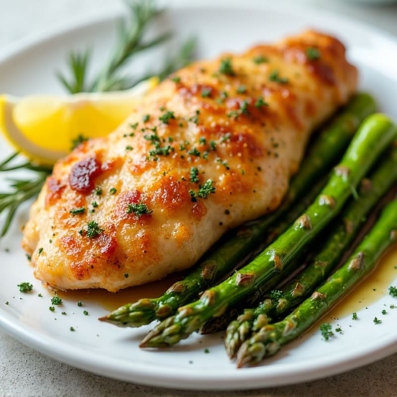 Crispy Lemon Herb Chicken with Roasted Asparagus