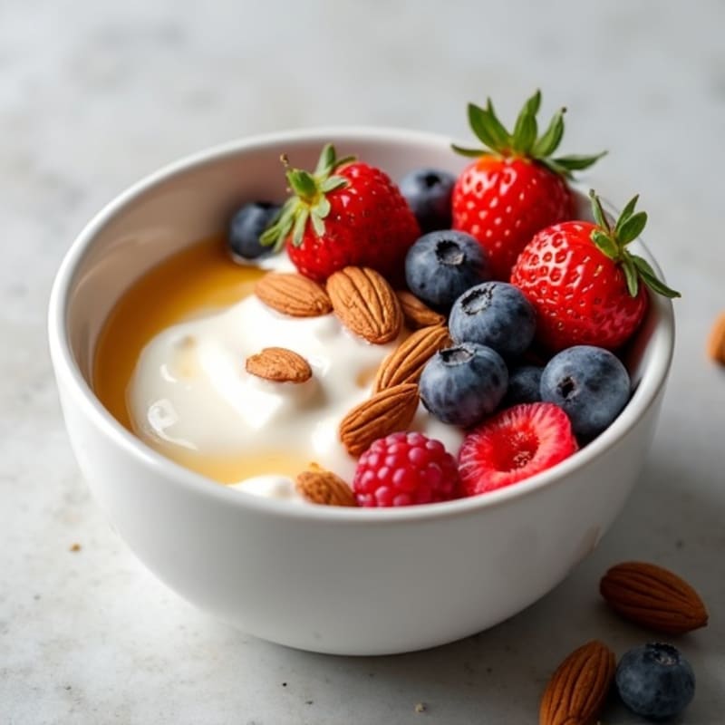 High-Protein Greek Yogurt Bowl with Mixed Berries and Almonds