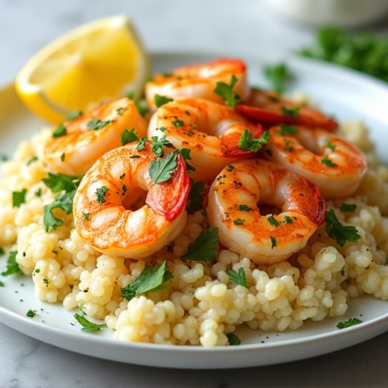 Garlic Lemon Seared Shrimp with Herb Cauliflower Rice