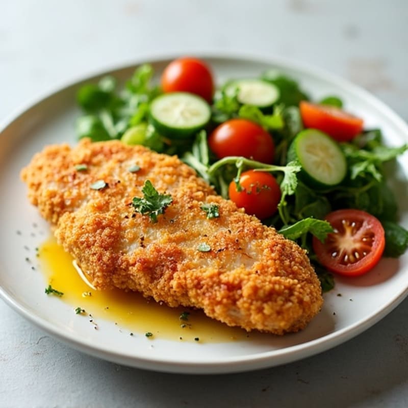 Crispy Chicken Breast with Mixed Vegetable Salad