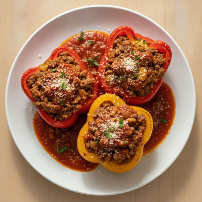 Beef and Rice Stuffed Bell Peppers