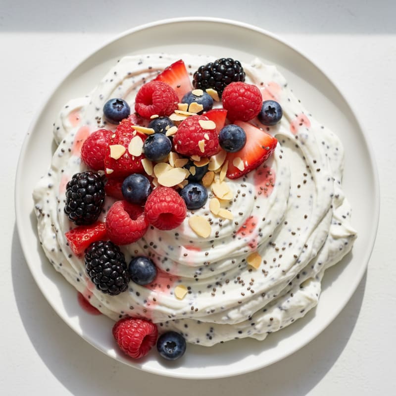 Greek Yogurt Protein Mousse with Mixed Berries