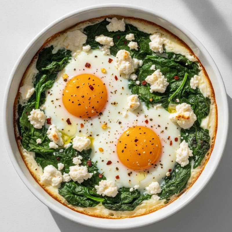 Baked Eggs with Feta and Spinach
