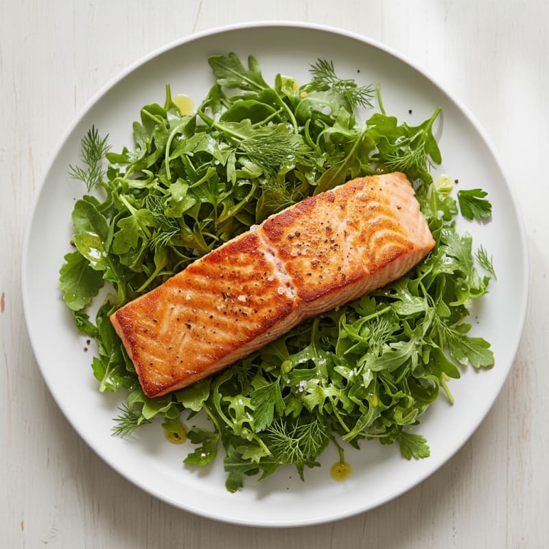 Golden Pan-Seared Salmon with Zesty Herb Salad