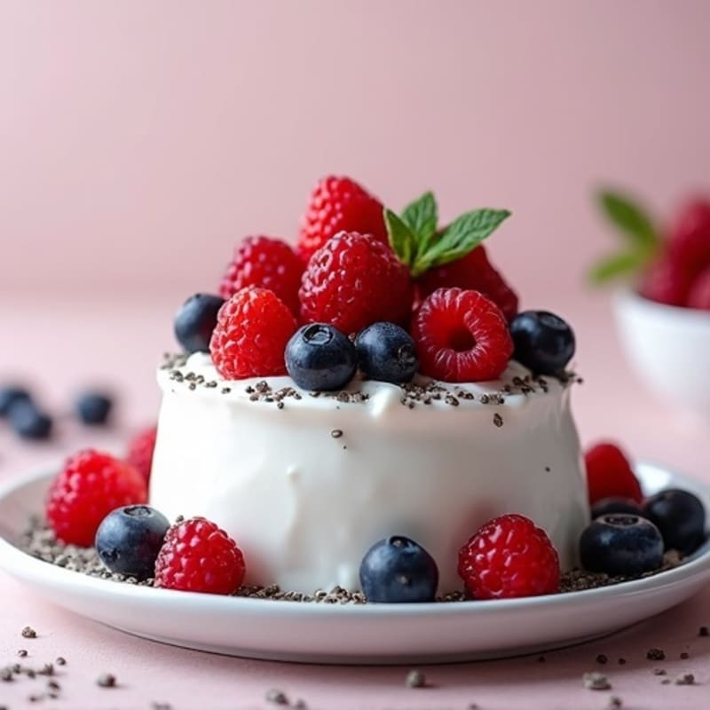 Silky Greek Yogurt with Mixed Berries and Chia Seeds