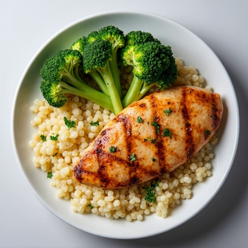 Grilled Chicken Breast with Quinoa and Steamed Broccoli