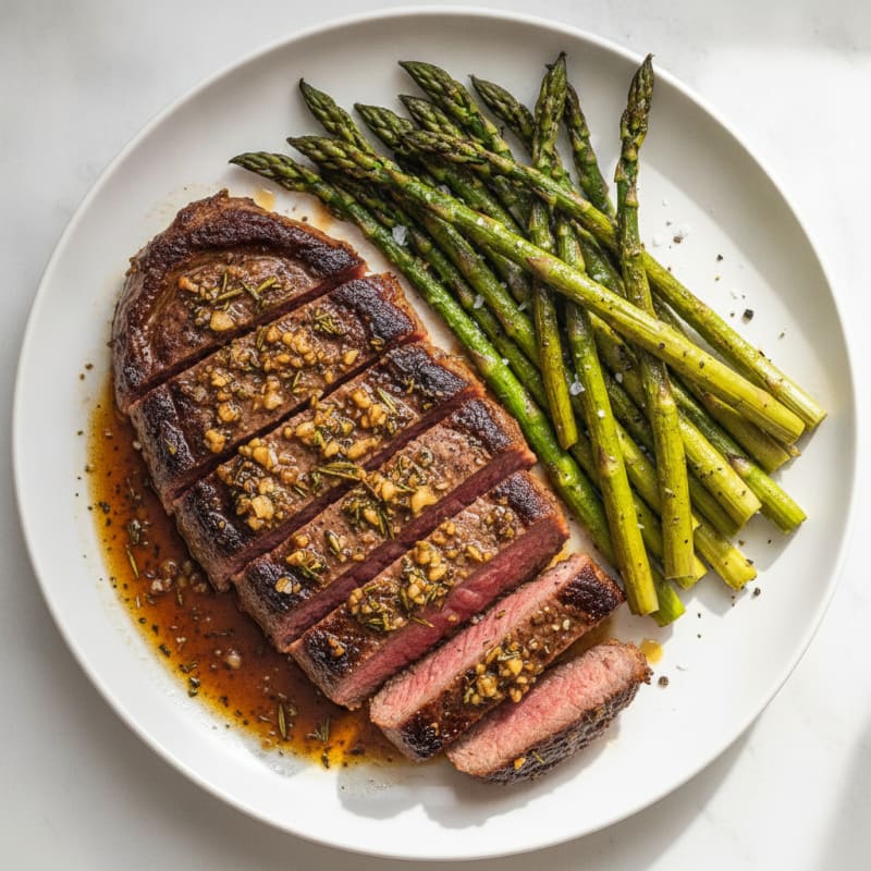 Garlic-Herb Flank Steak with Roasted Asparagus