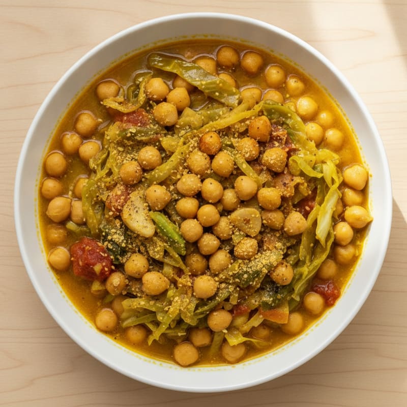 Braised Chickpea and Cabbage Stew