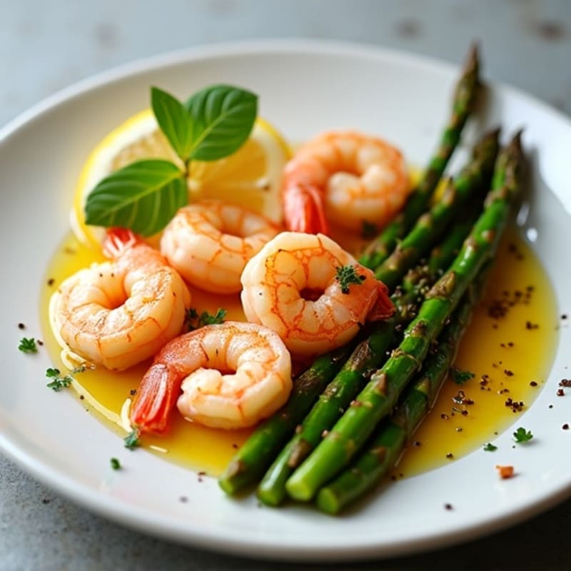 Lemon Garlic Shrimp Scampi with Roasted Asparagus