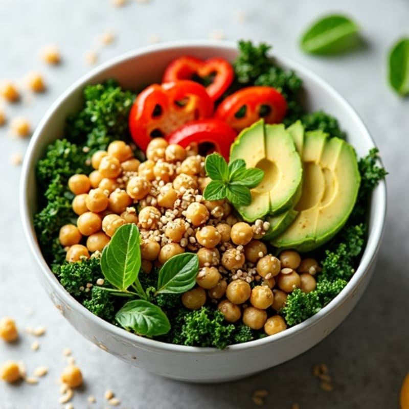 Crunchy Avocado Kale Bowl with Citrus Vinaigrette