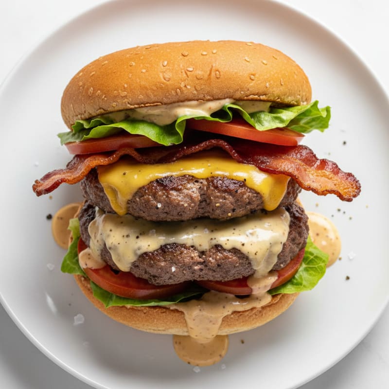 Double Bacon Cheeseburger with Secret Sauce
