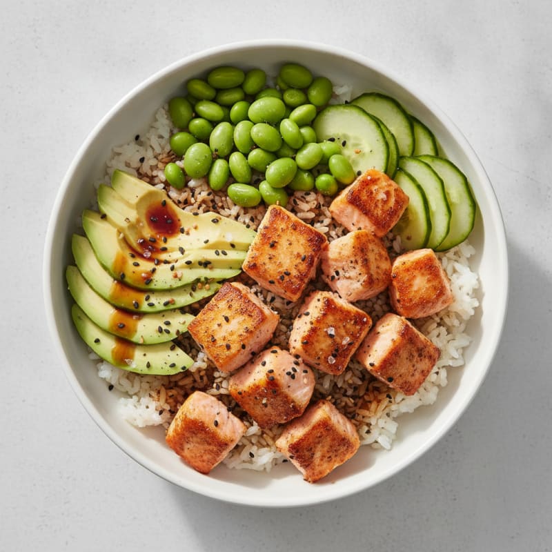 Salmon Sushi Rice Bowl with Avocado