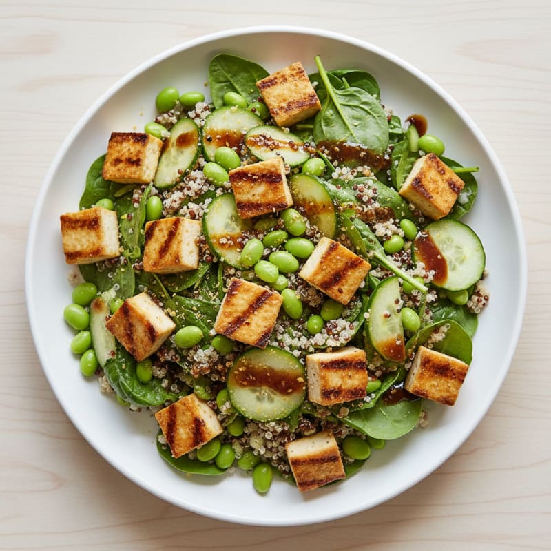 Grilled Tofu and Edamame Power Salad with Quinoa