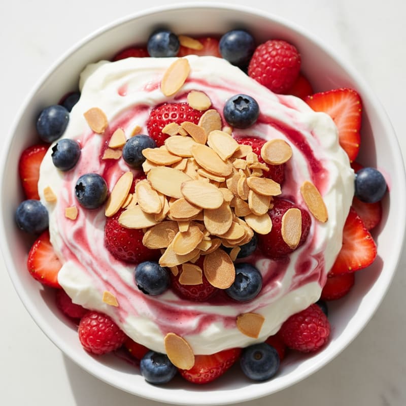 Creamy Greek Yogurt Protein Parfait with Mixed Berries and Almonds
