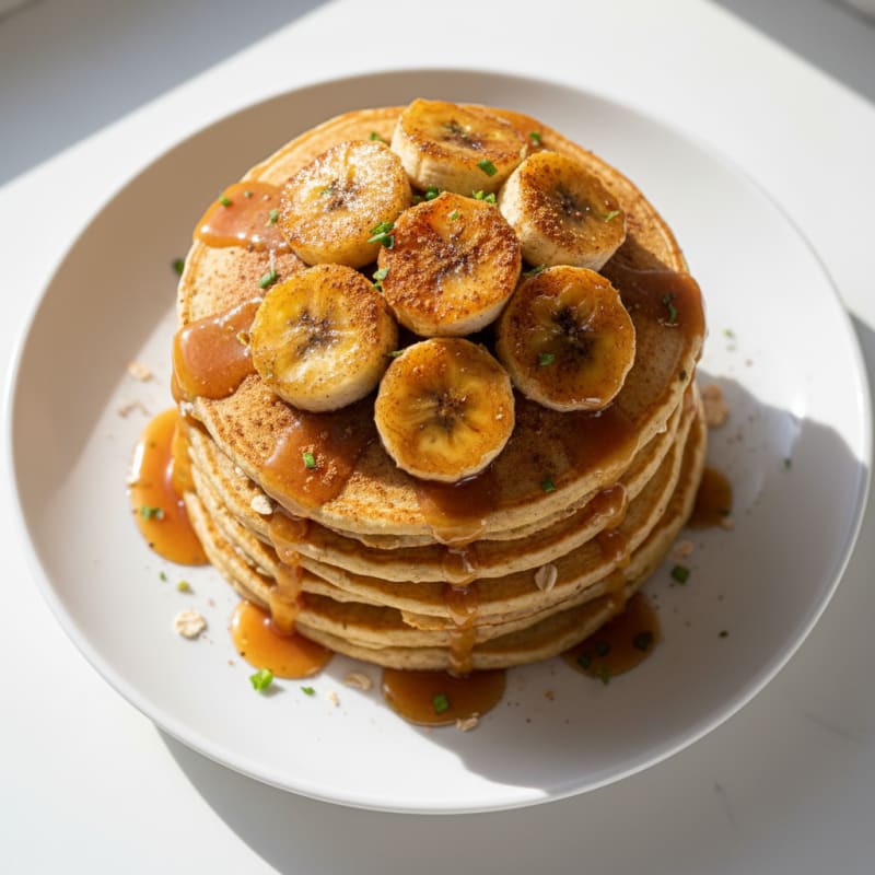 Golden Caramelized Banana Pancakes