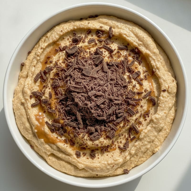 Creamy Peanut Butter Protein Mousse with 95% Chocolate Shavings