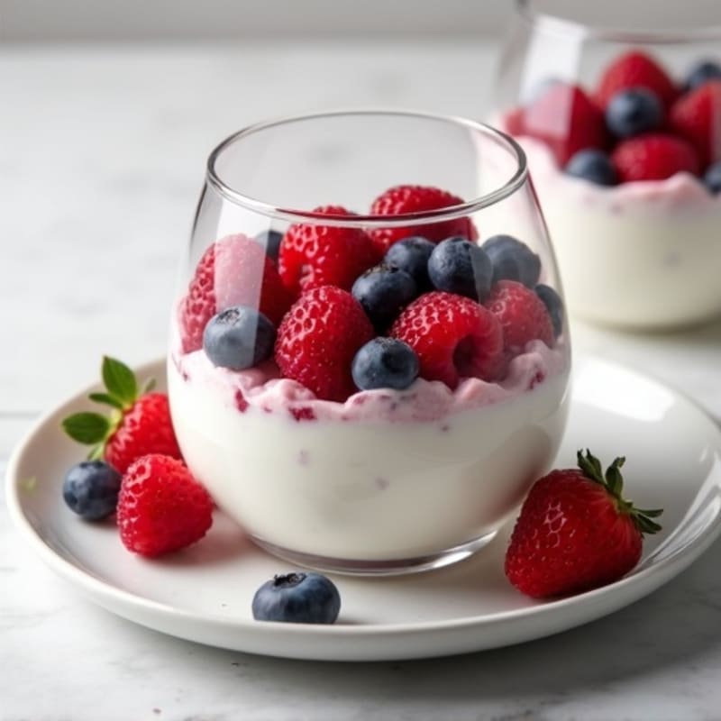 Greek Yogurt Protein Pudding with Mixed Berries