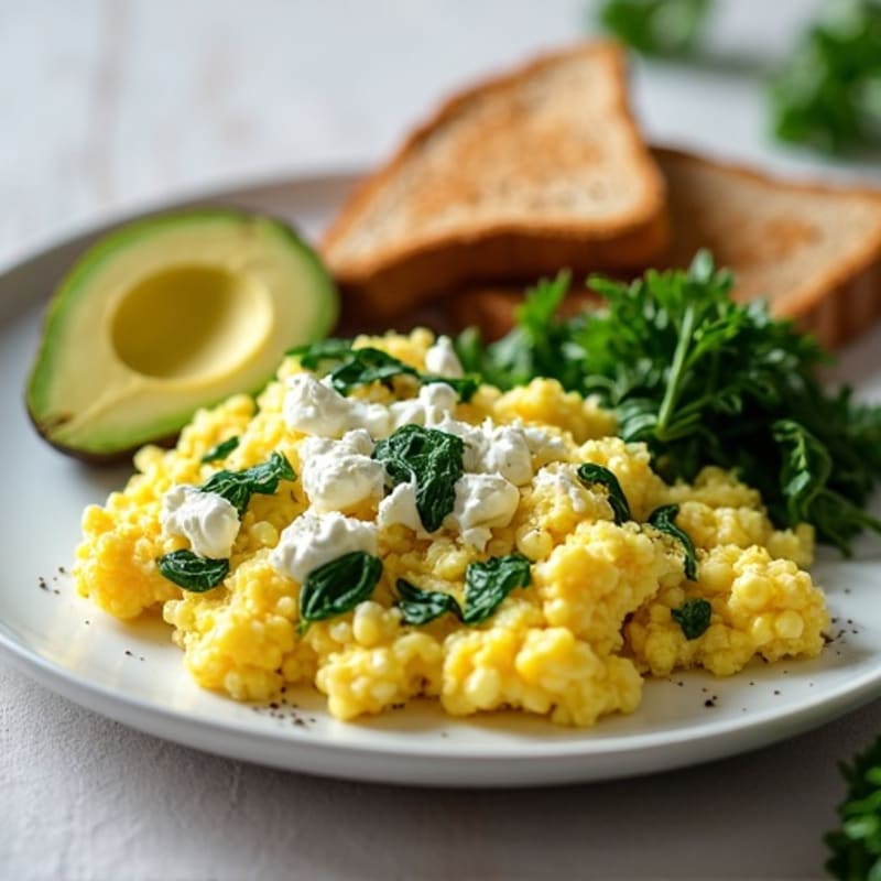 Egg White Scramble with Spinach and Cottage Cheese