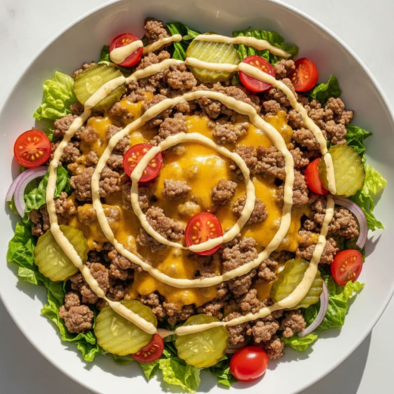 Deconstructed Cheeseburger Bowl with Special Sauce