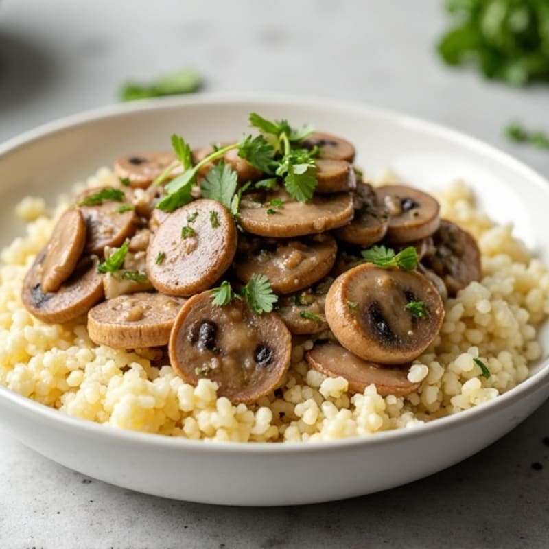 Creamy Mushroom Beef Stroganoff with Cauliflower Rice