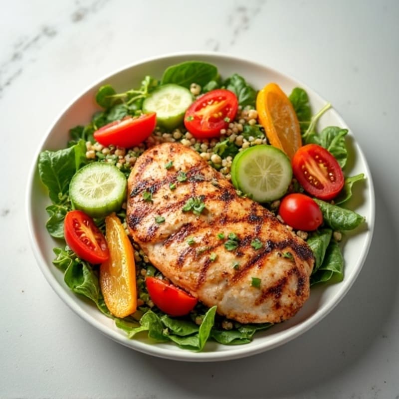 Grilled Chicken and Quinoa Salad with Crunchy Vegetables