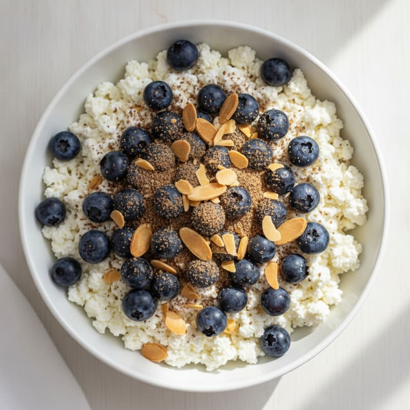 Cottage Cheese and Berry Protein Bowl with Almonds