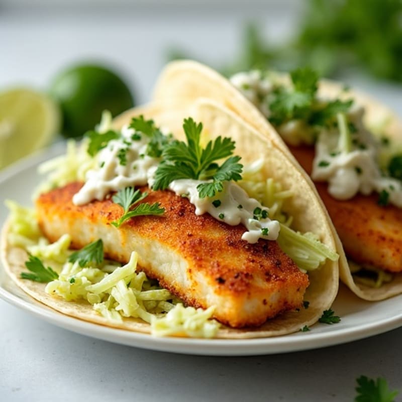 Crispy Baked Fish Tacos with Lime Slaw