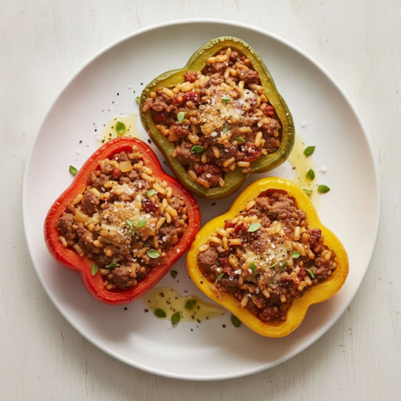 Beef and Rice Stuffed Bell Peppers