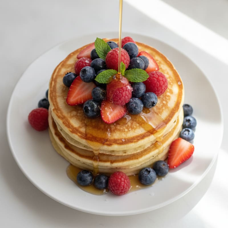 Fluffy Buttermilk Pancakes with Berries