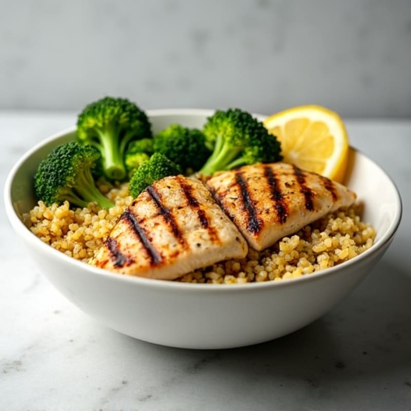Grilled Chicken Quinoa Bowl with Roasted Broccoli