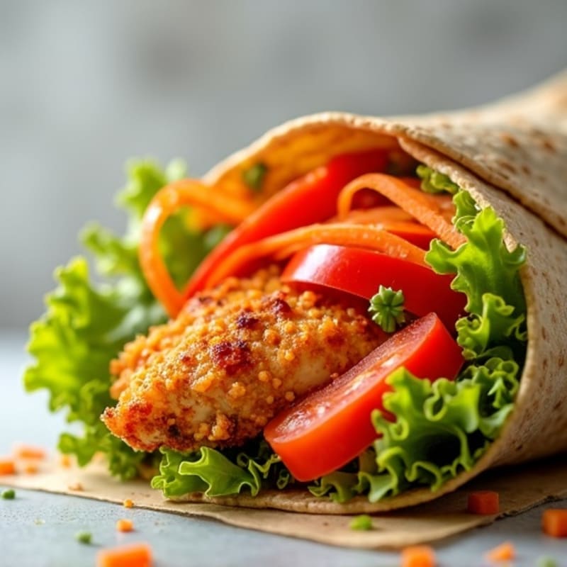 Crispy Buffalo Chicken Wrap with Crunchy Veggies
