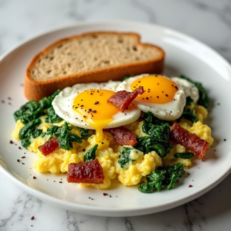 Egg White Scramble with Spinach and Turkey Bacon