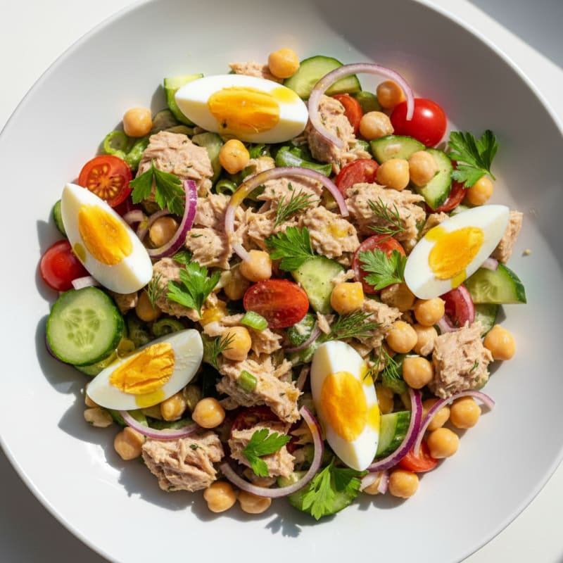 Tuna and Mixed Vegetable Salad with Chickpeas