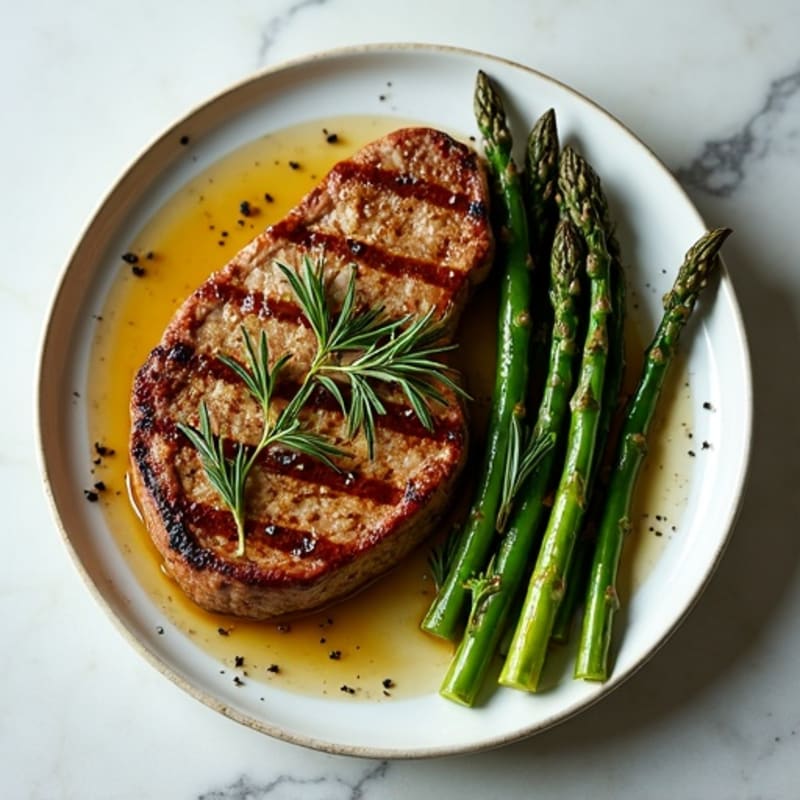 Garlic Herb Pan-Seared Steak with Crispy Roasted Asparagus